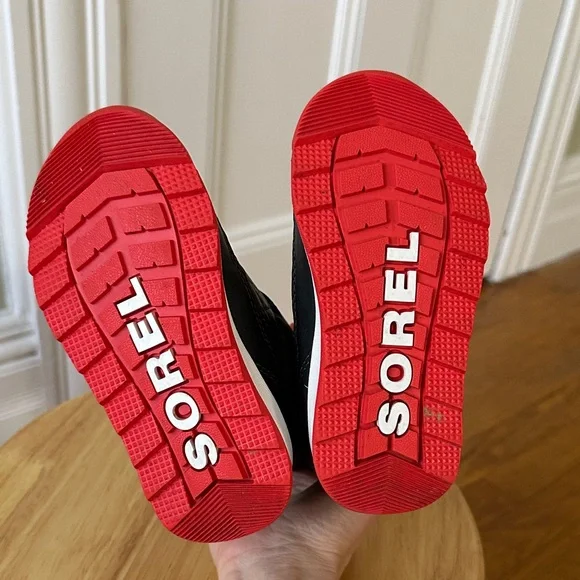Sorel waterproof Whitney Kids' Black and Red Boots with Yellow Accent - Picture 5 of 5